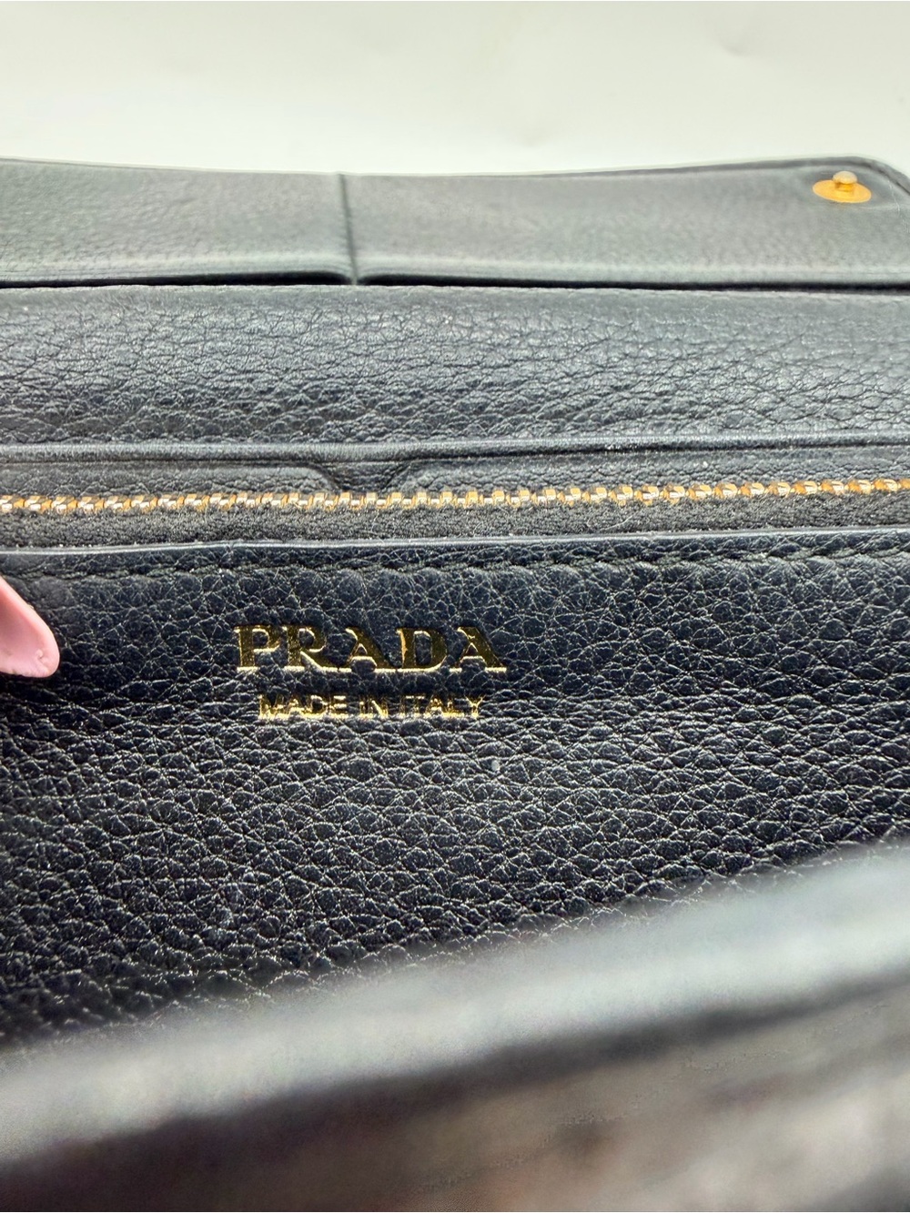 AUTHENTIC Prada Navy Blue Long Wallet with Gold Logo - Picture 7 of 13
